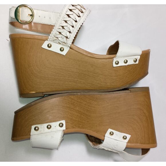 TOMMY HILFIGER: White Wedge Heel Sandal, Woman Size 6M - Picture 5 of 8